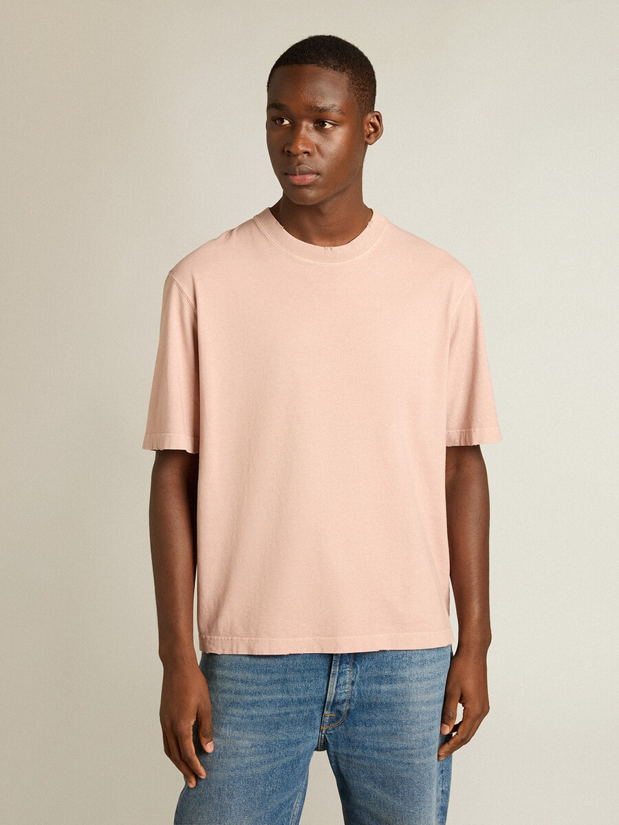 puderrosa t-shirt mit umgekehrtem logo auf dem rücken – jersey capsule