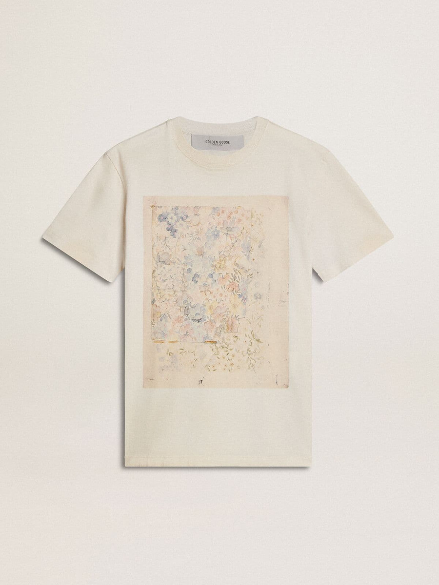 weißes damen-t-shirt mit blumenmuster