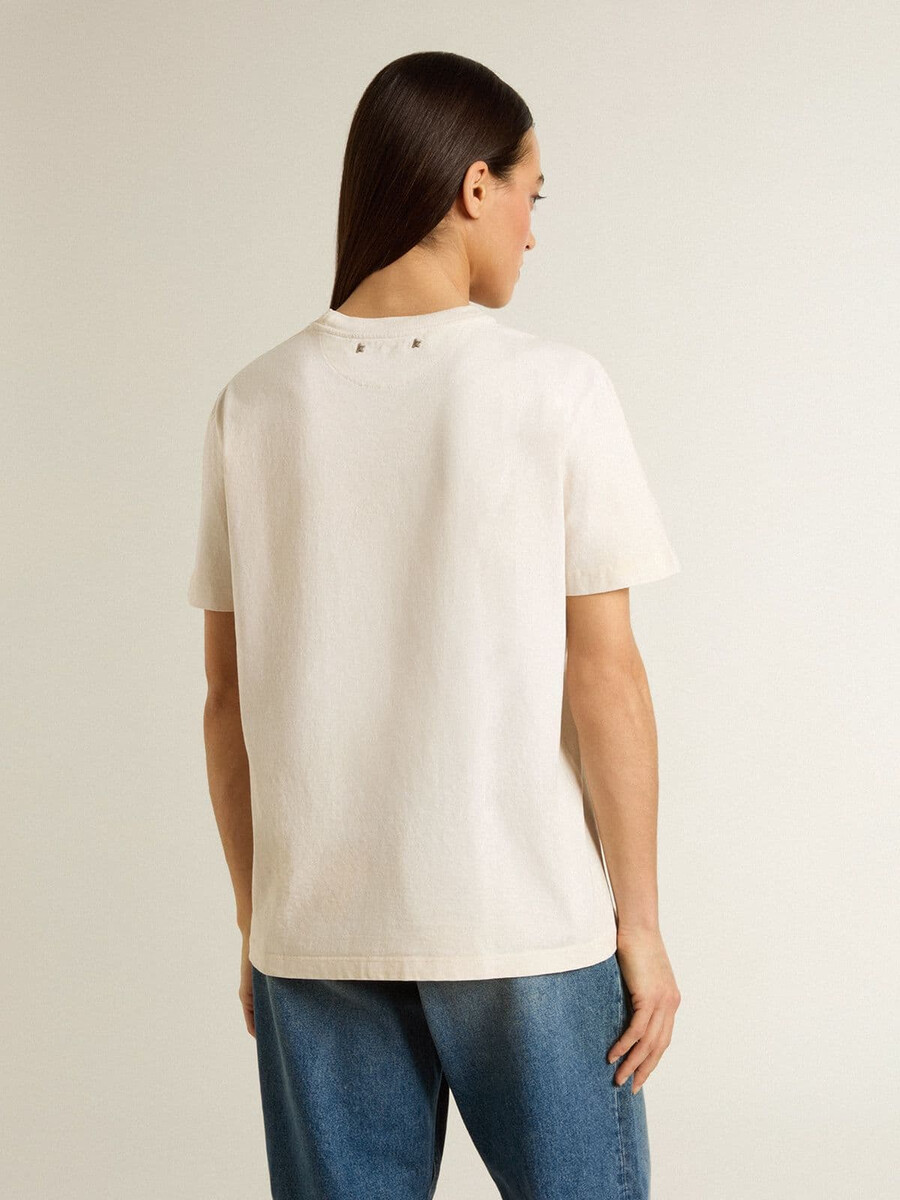 weißes damen-t-shirt mit blumenmuster