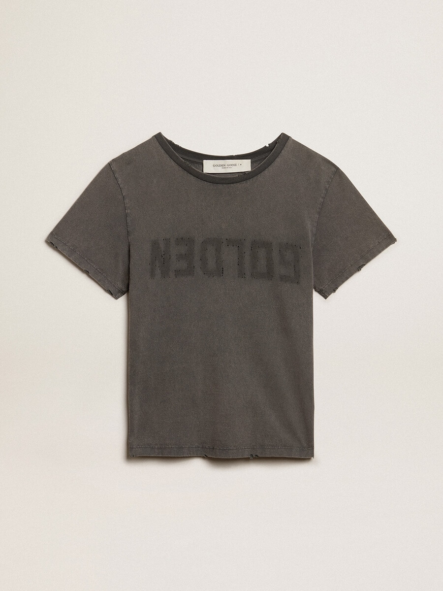 used-look-t-shirt in schmaler passform in anthrazitgrau