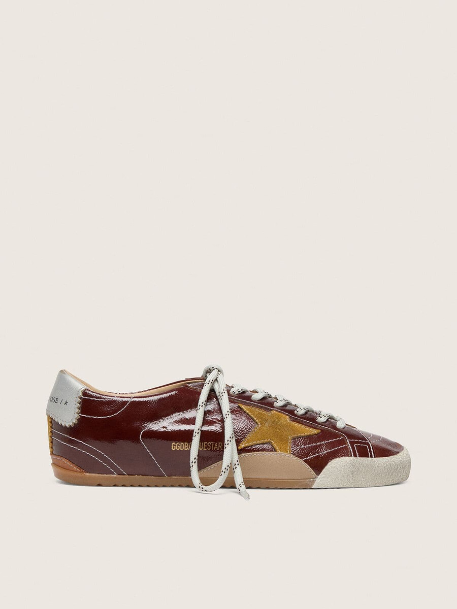 herren-sneaker true-star in burgunderrotem nappaleder mit wildlederstern und silberner nappaleder-fersenlasche