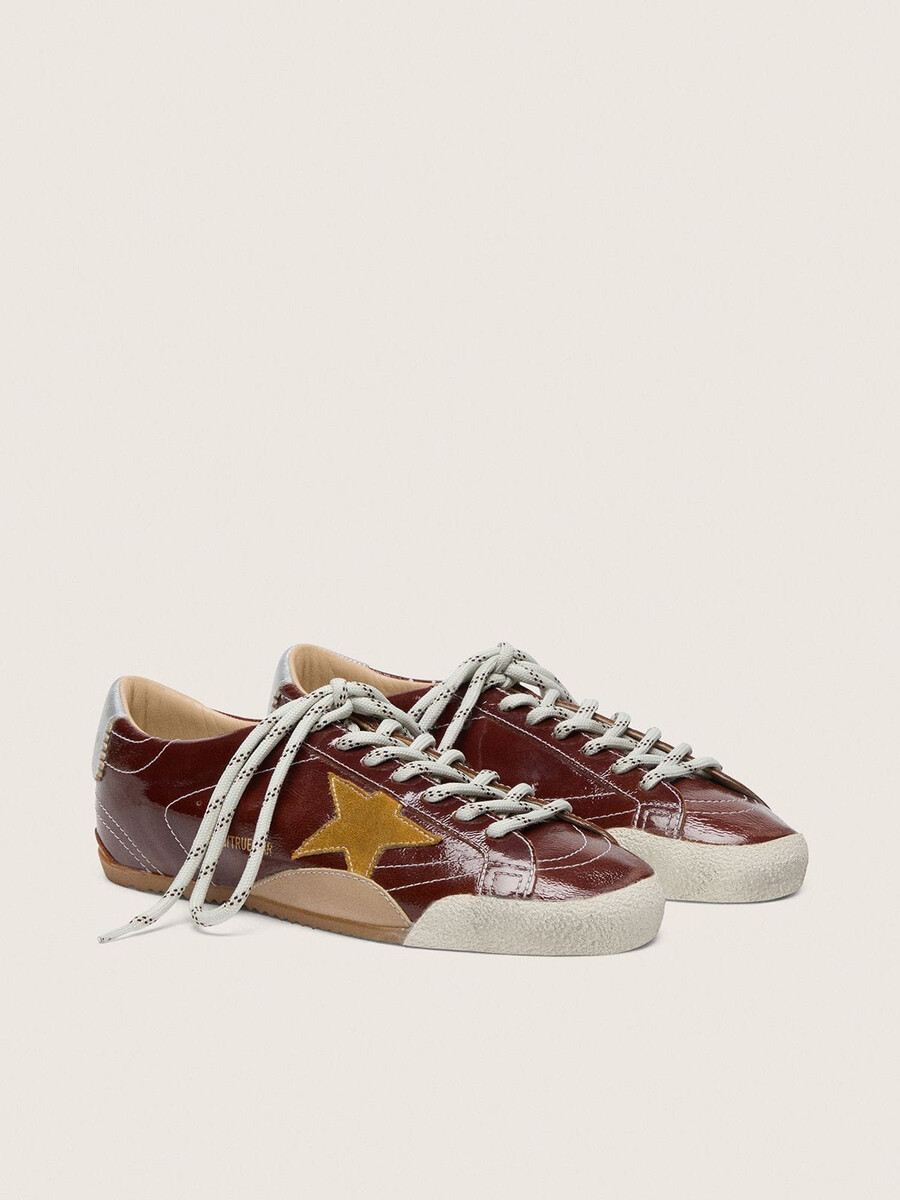 herren-sneaker true-star in burgunderrotem nappaleder mit wildlederstern und silberner nappaleder-fersenlasche