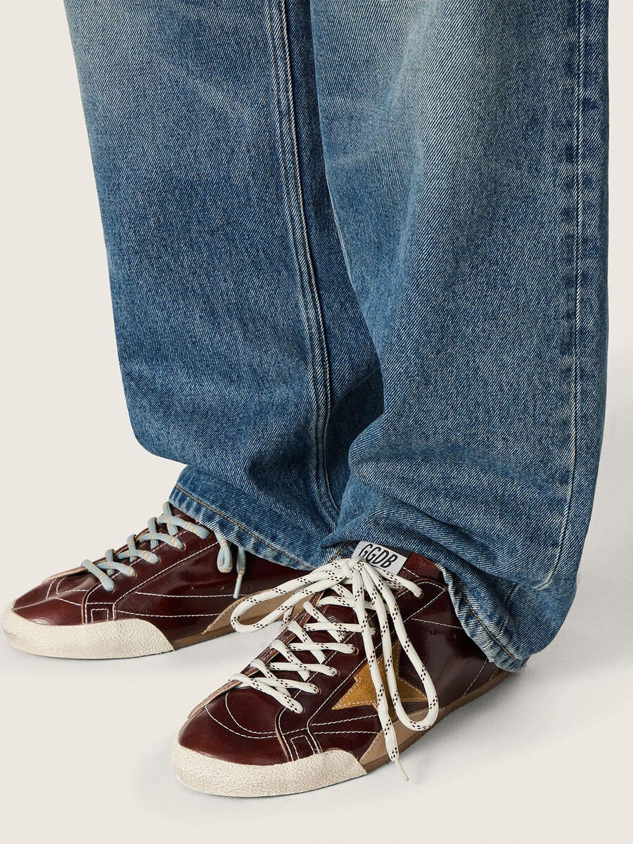 herren-sneaker true-star in burgunderrotem nappaleder mit wildlederstern und silberner nappaleder-fersenlasche