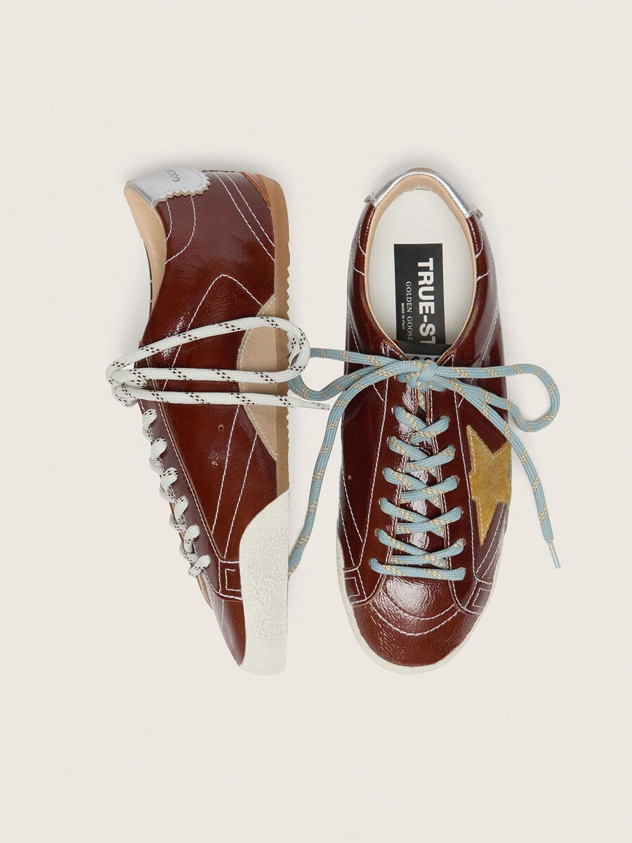 herren-sneaker true-star in burgunderrotem nappaleder mit wildlederstern und silberner nappaleder-fersenlasche
