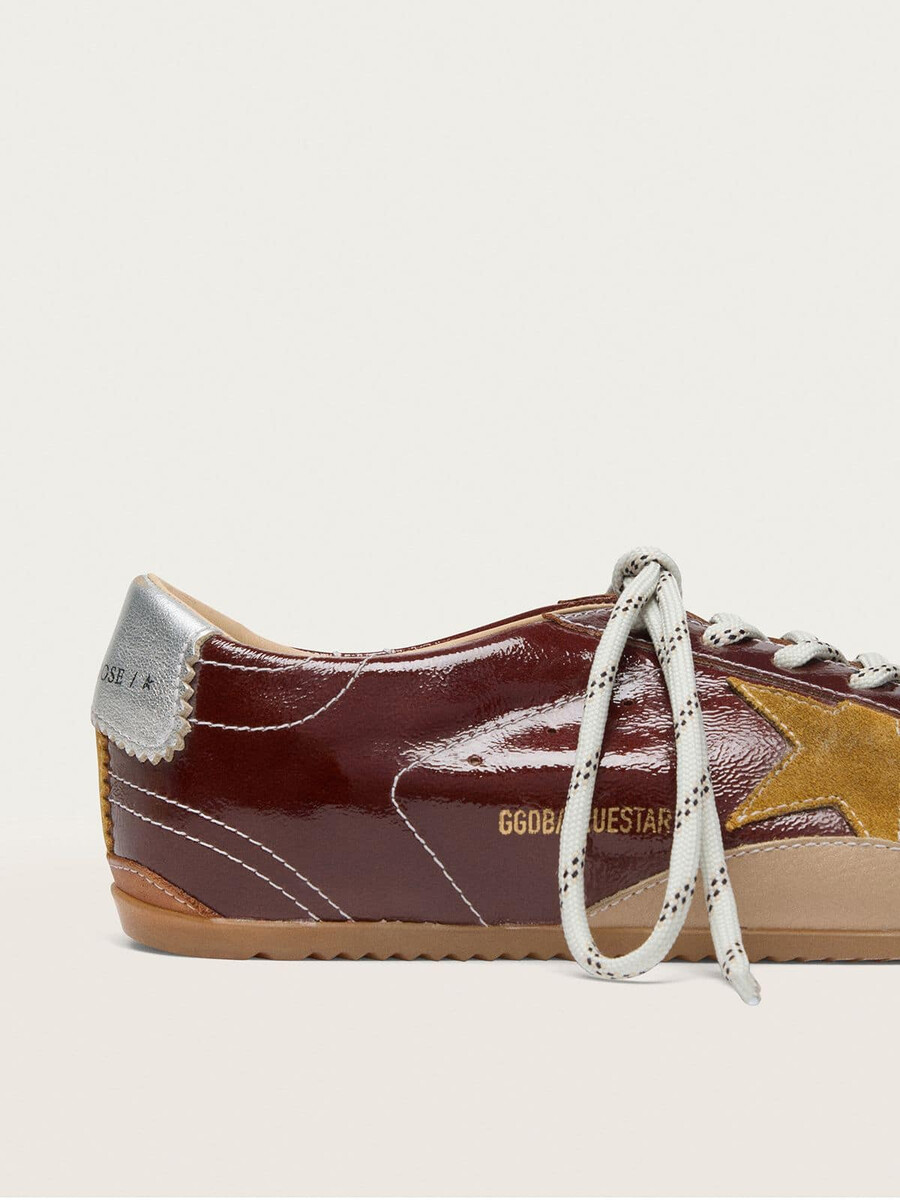 herren-sneaker true-star in burgunderrotem nappaleder mit wildlederstern und silberner nappaleder-fersenlasche