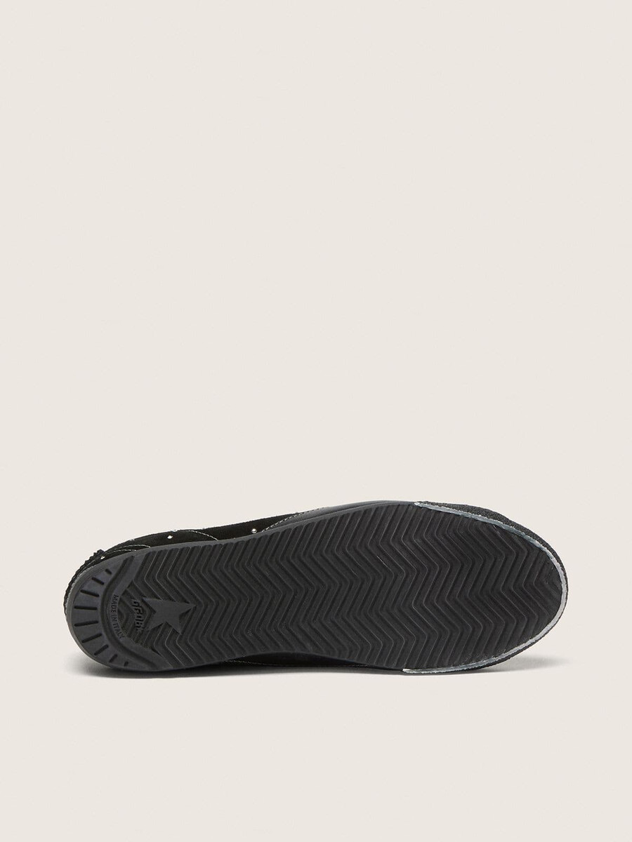herren-sneaker true-star aus schwarzem wildleder mit swarovski-kristallen und schwarzem lederstern