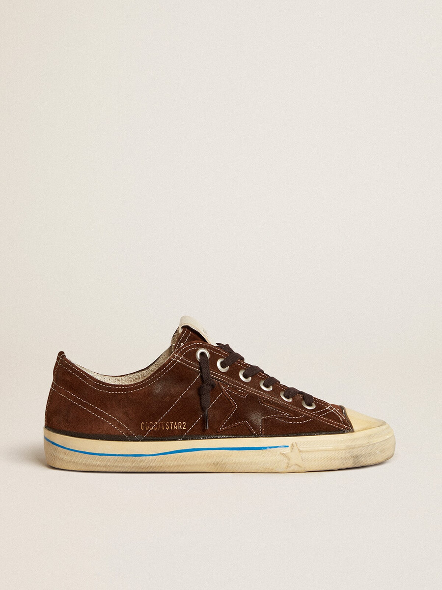 herren-sneaker v-star ltd aus dunkelbraunem wildleder mit ton-in-ton-stern