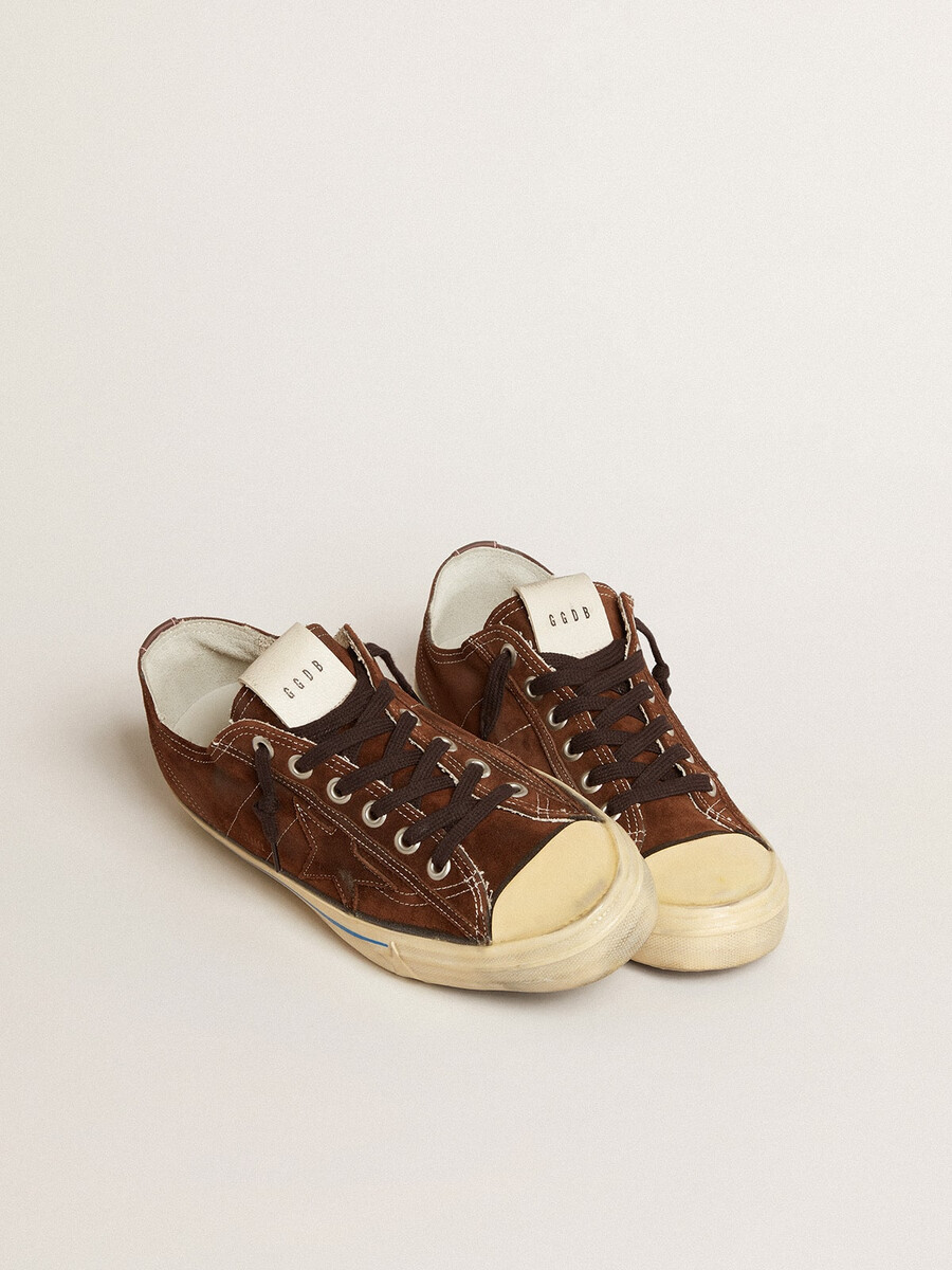 herren-sneaker v-star ltd aus dunkelbraunem wildleder mit ton-in-ton-stern