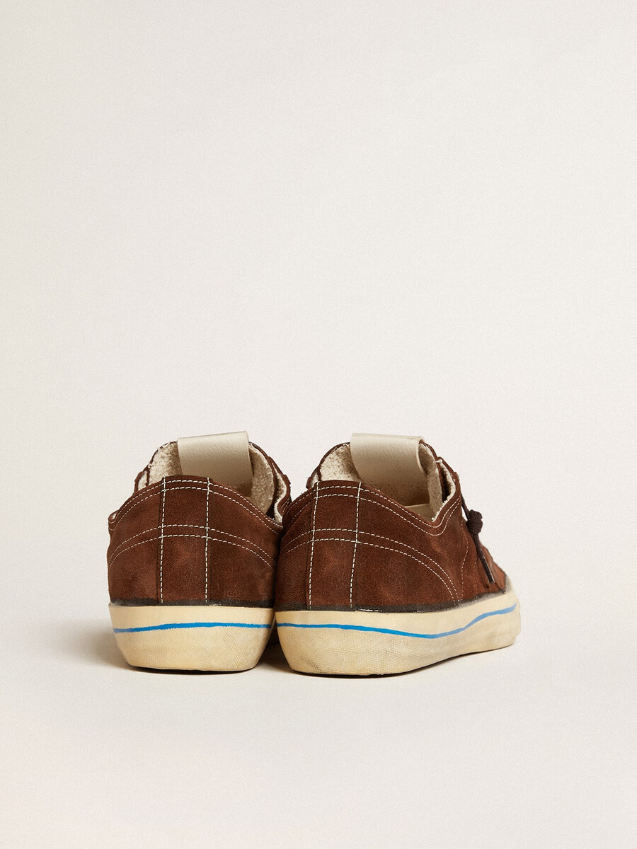 herren-sneaker v-star ltd aus dunkelbraunem wildleder mit ton-in-ton-stern
