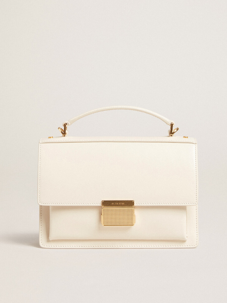 venezia tasche aus butterfarbenem gefüttertem leder mit goldenen details