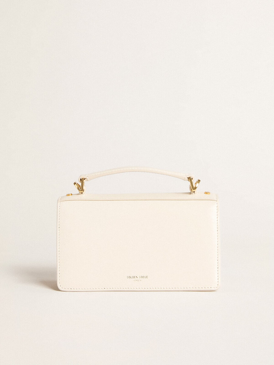 kleine venezia-tasche aus butterfarbenem gefüttertem leder mit goldenen details