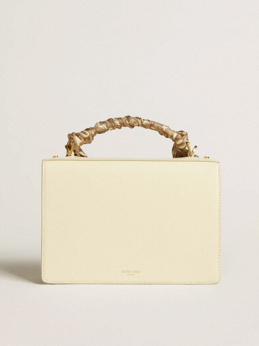 venezia-tasche aus butterfarbenem gefüttertem leder mit seidenschal